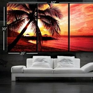 Beach / Coastal / Sunset 3 Piece Canvas